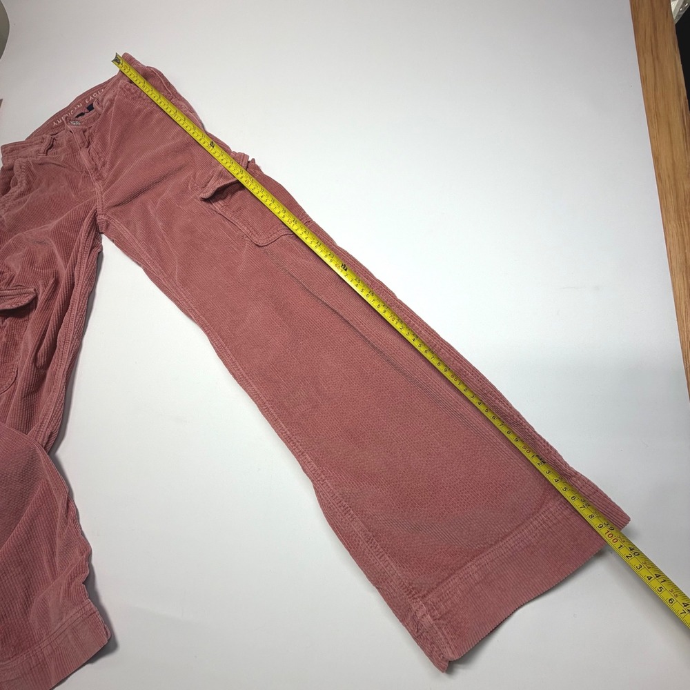 American Eagle Stretch Corduroy Cargo Pants Women's Dusty Rose Mauve Size 00 Reg - Picture 3 of 8